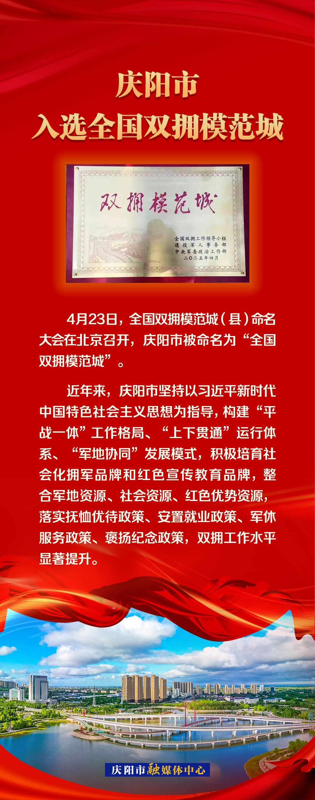 【微海報(bào)】慶陽(yáng)市入選全國(guó)雙擁模范城